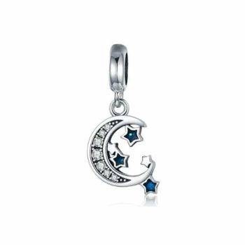 Bright Moon with Stars Charm