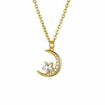 Moon and Star Necklace, Alloy