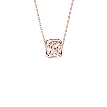 Collar Letra R, Oro Rosa